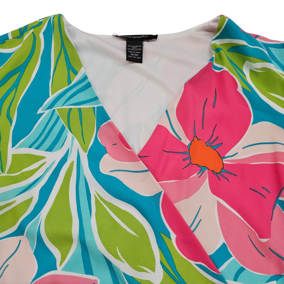 Ashely Stewart Pant Set Womens 18 20 Floral Wide Leg Blue Pink High Rise - Picture 6 of 16